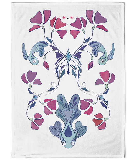 Flower Fish Tea Towel